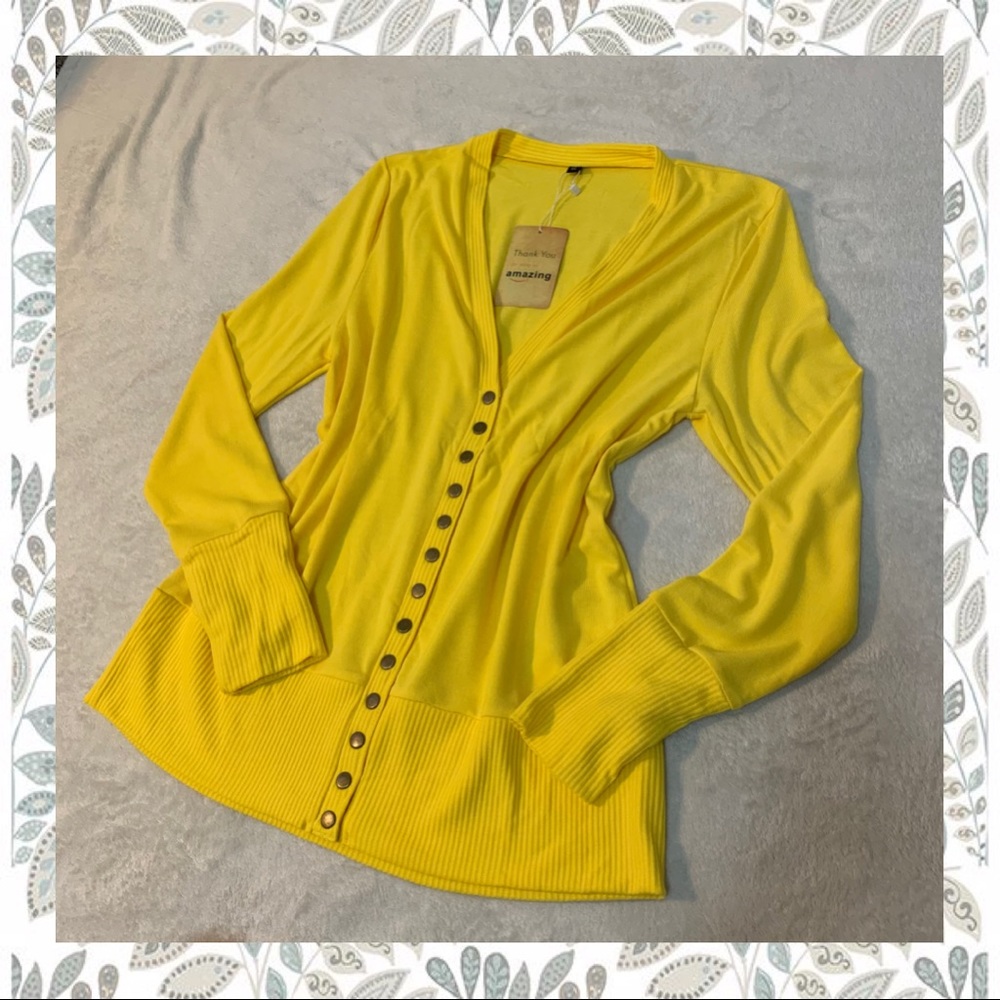 Yellow Button Up Cardigan